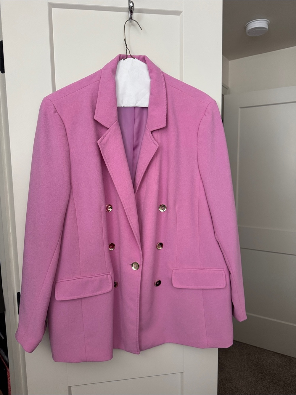 Bar III Pink Double-Breasted Blazer with Gold Buttons